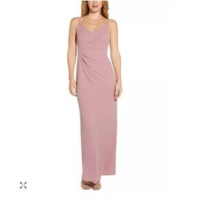 Adrianna Papell Ruched V-Neck Gown